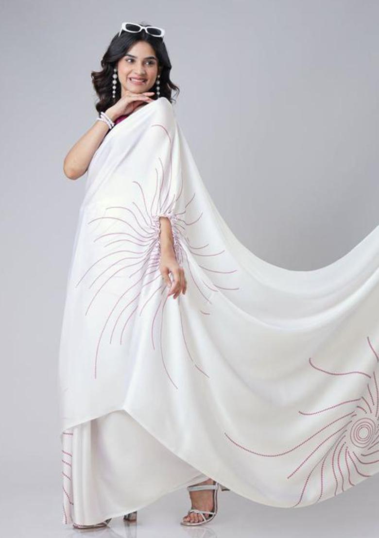 Multi Color Printed Silk Saree Set