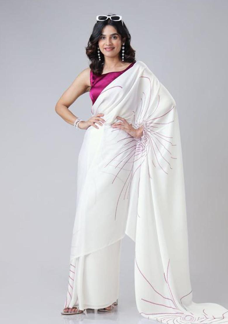 Multi Color Printed Silk Saree Set