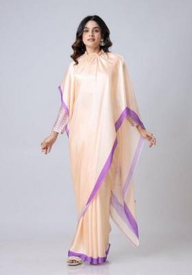 Soft Peach Printed Silk Saree Set