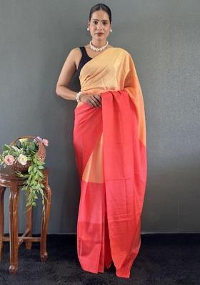 Pink Digital Printed Silk Saree Set