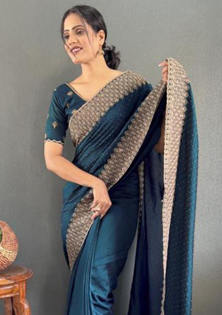 Green Zari Work Silk Saree Set