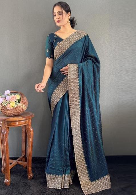 Green Zari Work Silk Saree Set