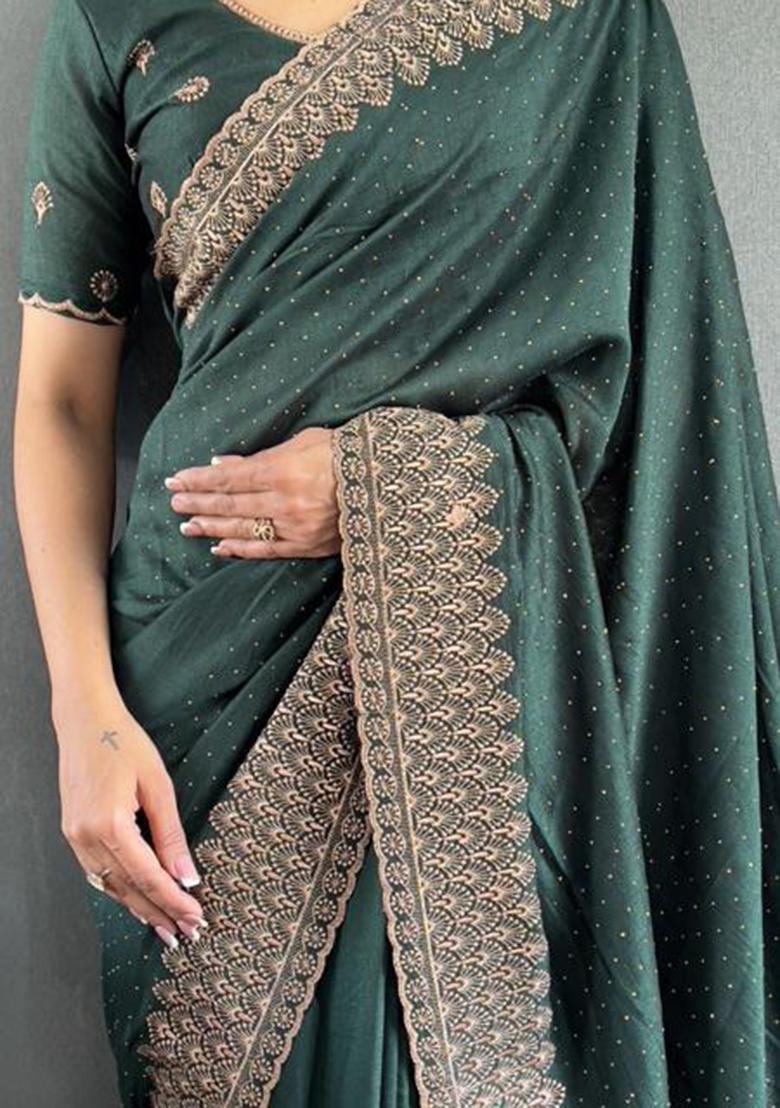 Green Zari Work Silk Saree Set