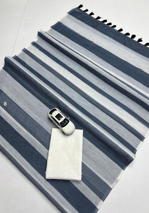 Black Printed Linen Saree Set