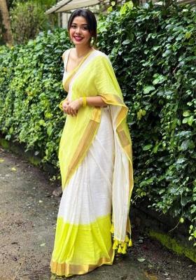 Perrot Printed Linen Saree Set