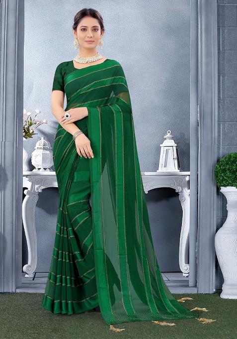 Botel Green Embroidered Georgette Saree Set