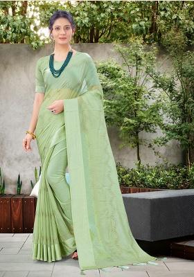 Pista Embroidered Chiffon Saree Set
