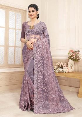 Mouse  Embroidered Net Saree Set