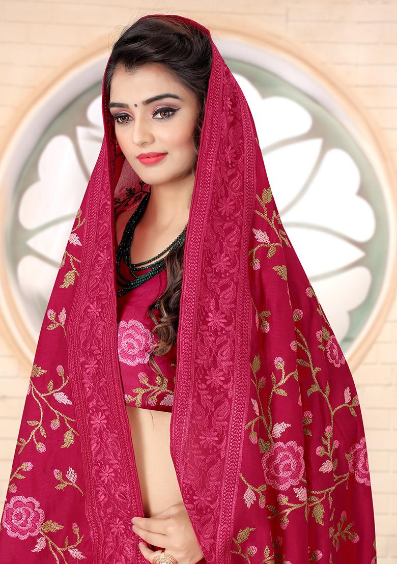 Rani Embroidered Silk Saree Set - Indya