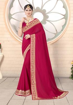 Rani Embroidered Silk Saree Set