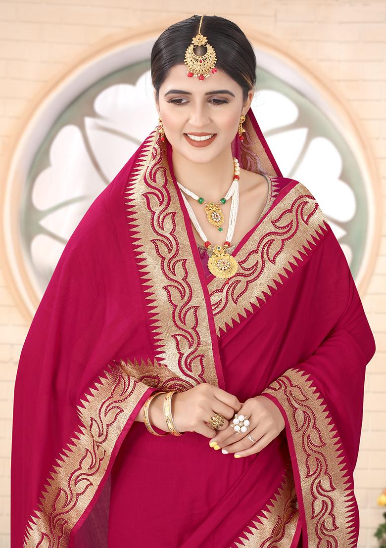 Rani Embroidered Silk Saree Set - Indya