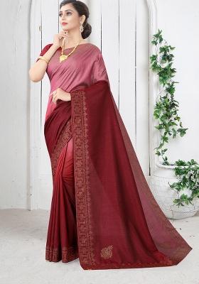 Gajari Embroidered Silk Saree Set