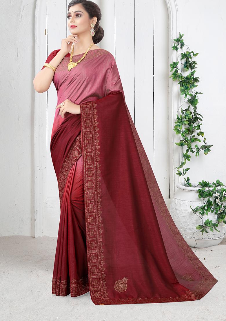 Gajari Embroidered Silk Saree Set