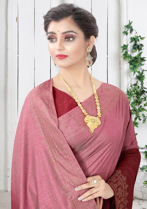 Gajari Embroidered Silk Saree Set