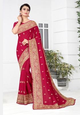Rani Embroidered Silk Saree Set