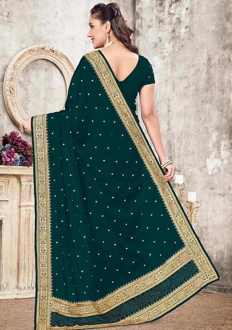 Morpech Embroidered Silk Saree Set - Indya
