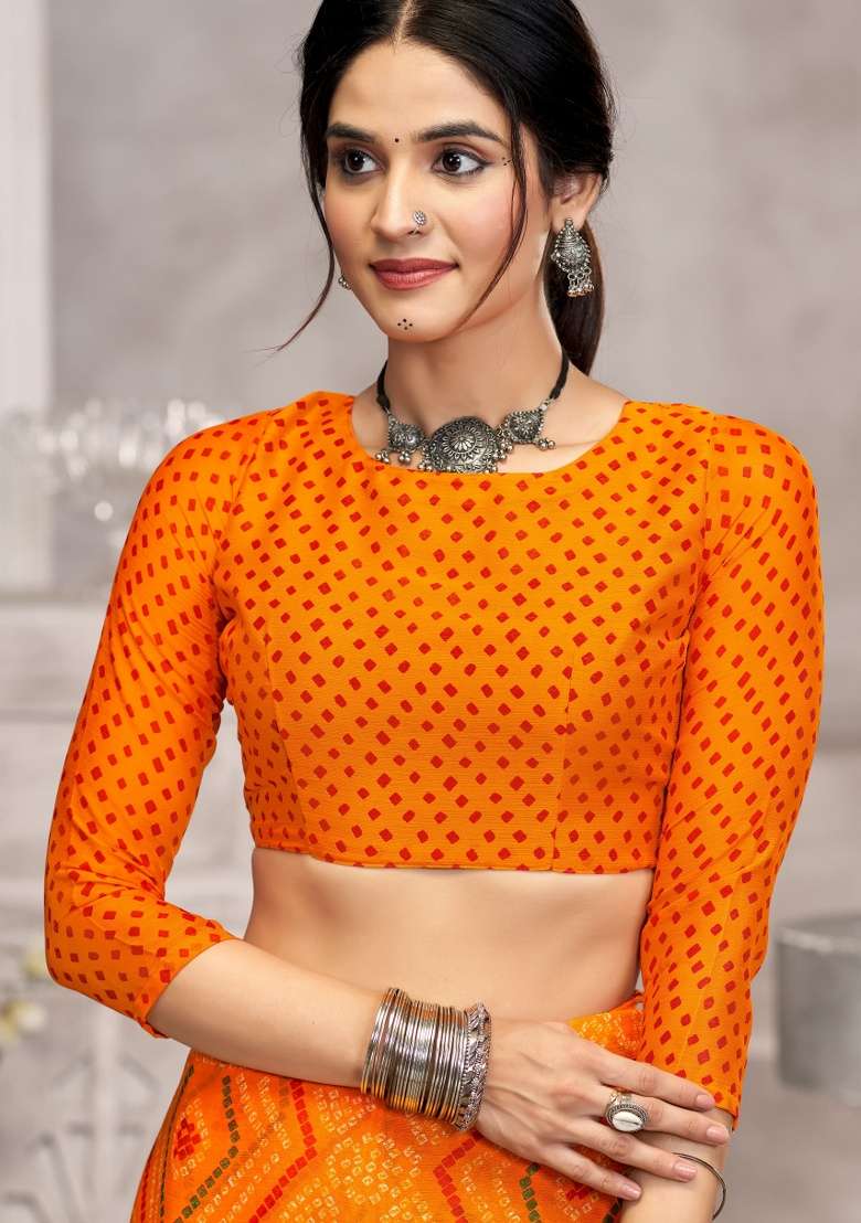 Yellow Embroidery Work Chiffon Saree Set for Diwali and Festive Wear - Indya