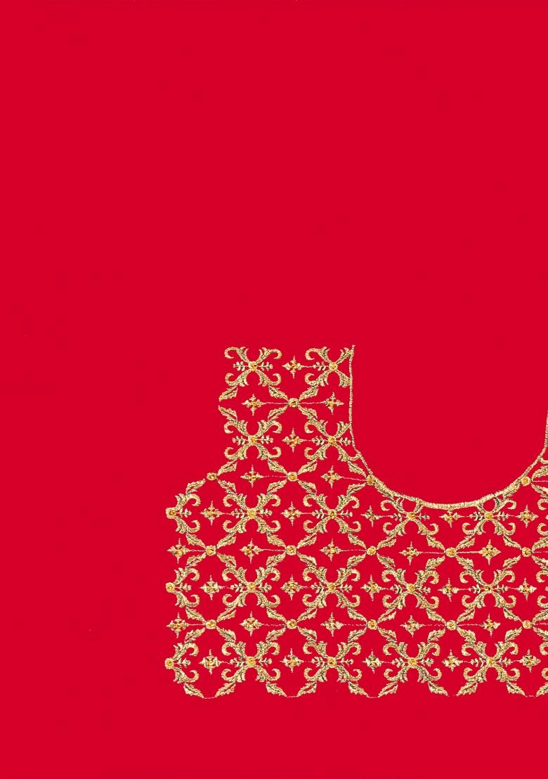 Red Embroidery Work Silk Saree Set