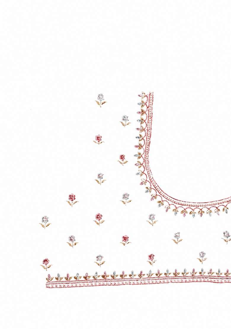 White Work Georgette Saree Set with Embroidery for Diwali | Wedding & Festive Wear - Indya