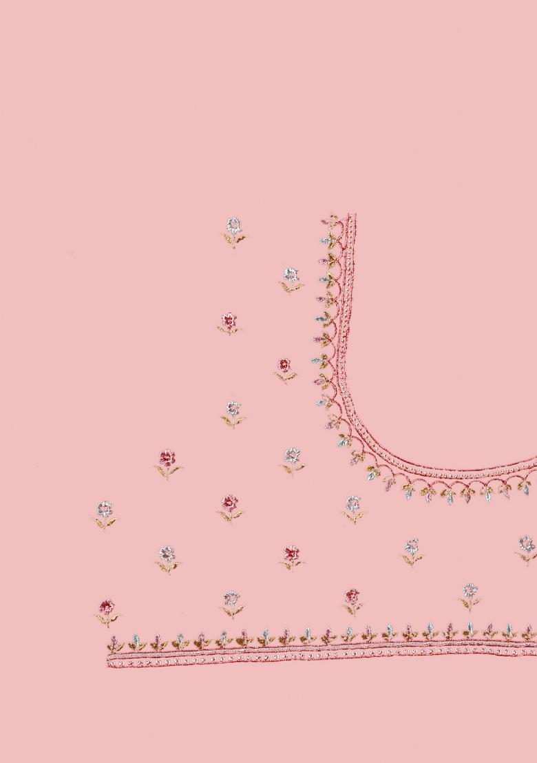 Dusty Pink Embroidery Work Georgette Saree Set