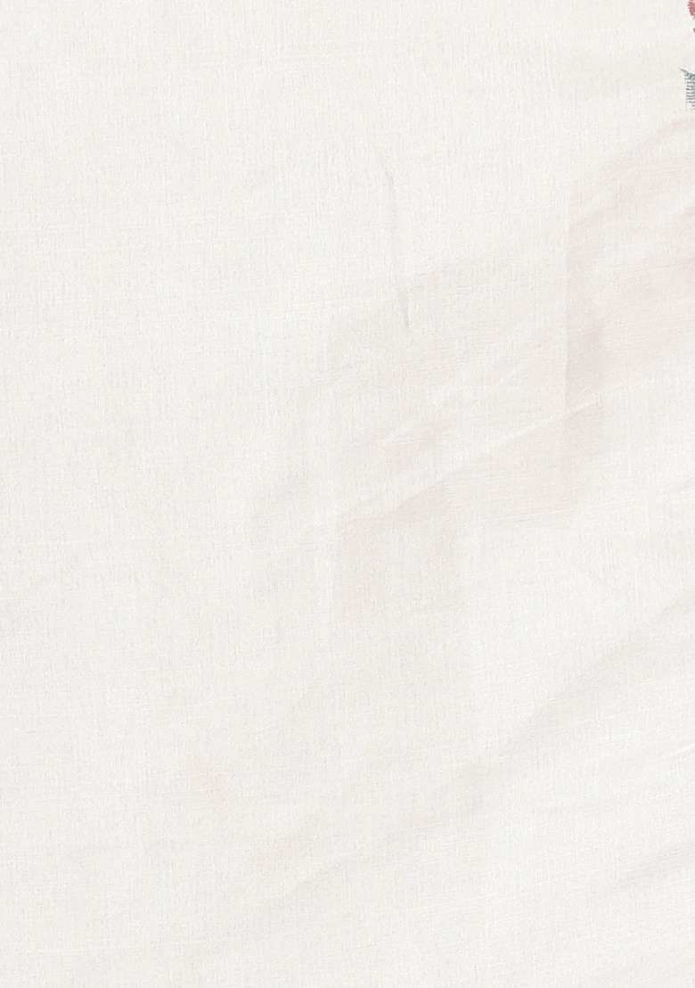 White Embroidery Work Silk Blend Saree Set for Diwali and Festive Wear - Indya