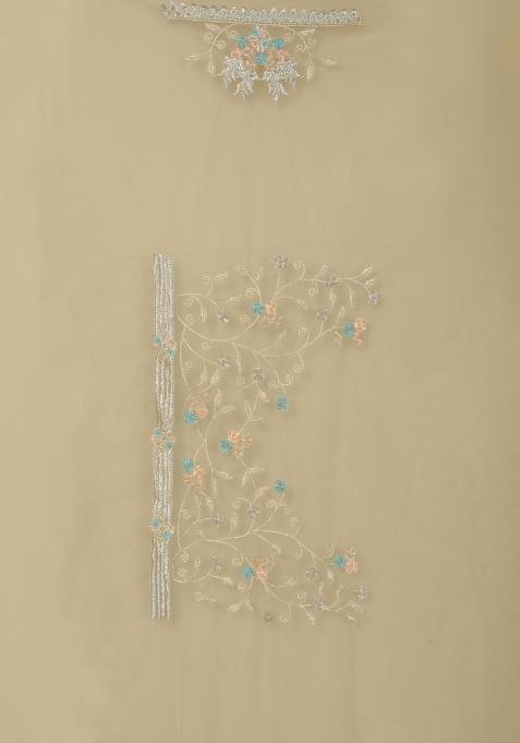 Chiku Embroidery Work Net Saree Set