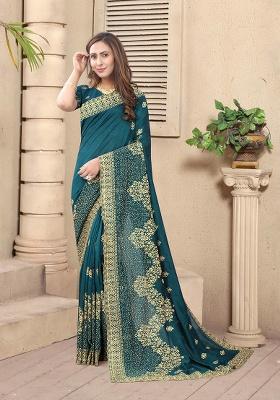 Morpech Heavy Jari Embrodery Silk Saree Set