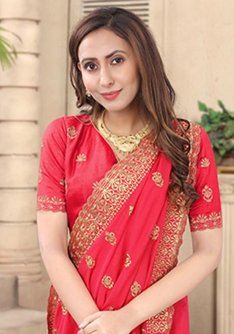 Gajari Heavy Jari Embrodery Silk Saree Set