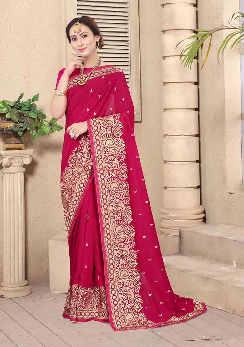 Rani Heavy Jari Embrodery Silk Saree Set