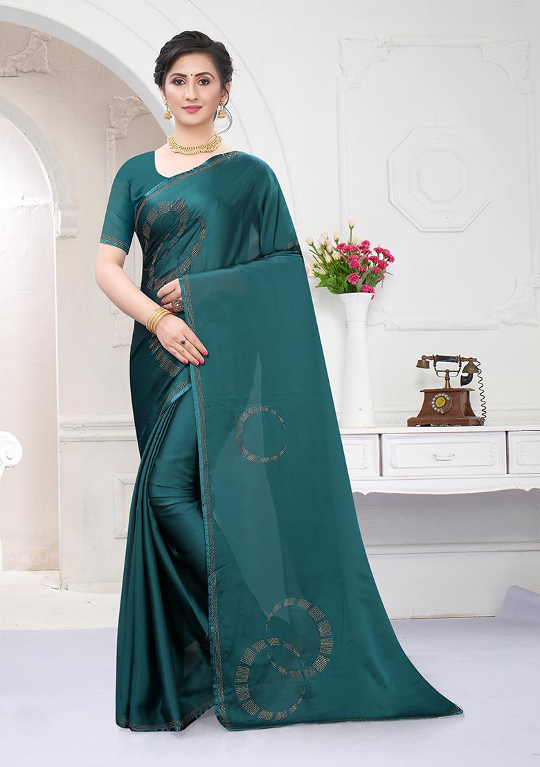 Light Morepech Heavy Siroski Hot Fix Stone Work Silk Saree Set