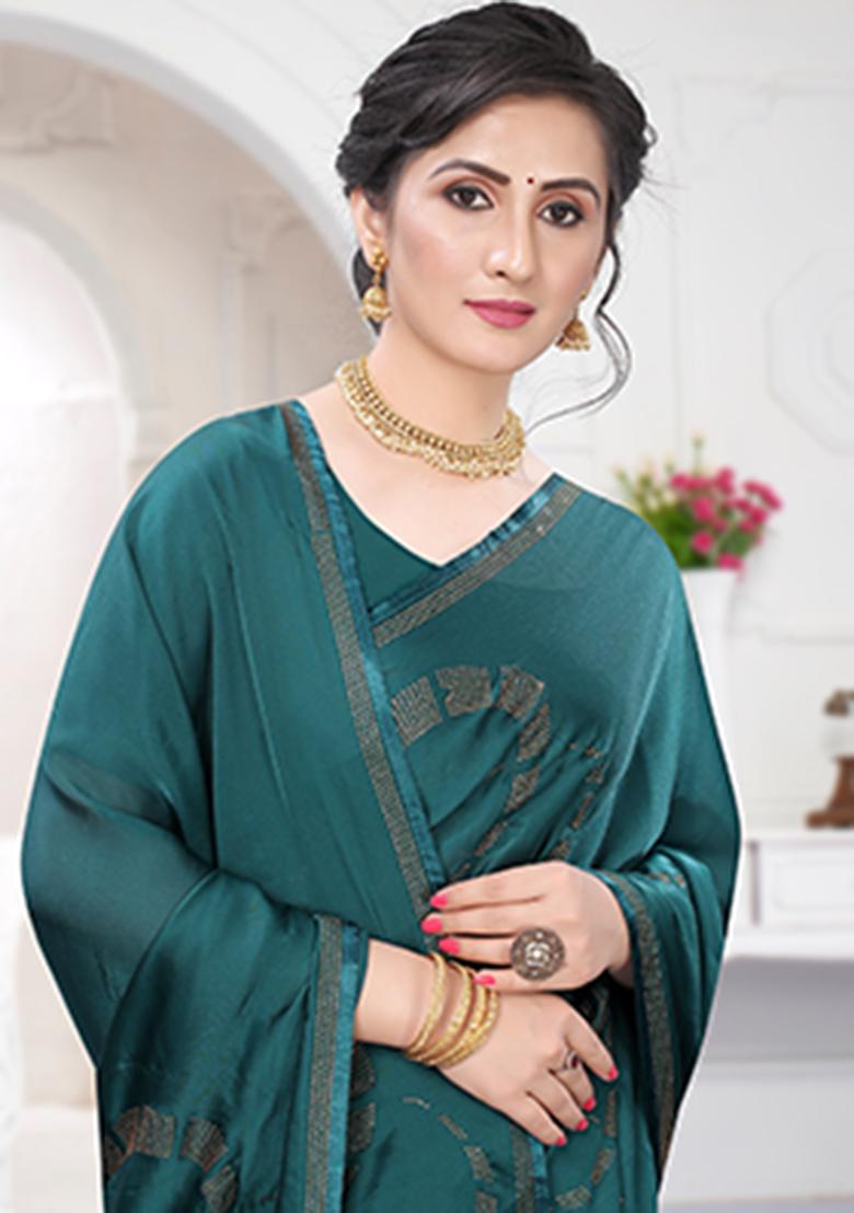 Light Morepech Heavy Siroski Hot Fix Stone Work Silk Saree Set - Indya