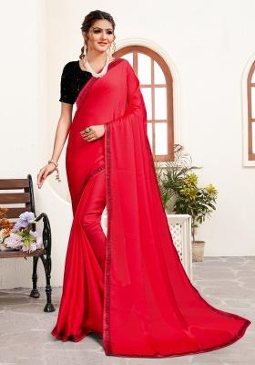 Gajari Heavy Siroski Hot Fix Stone Work Silk Saree Set