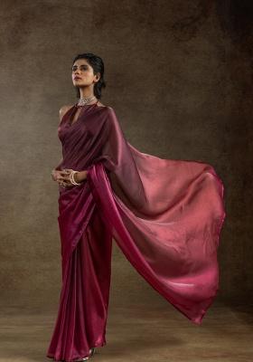 Rani Embroidery Work Silk Saree Set