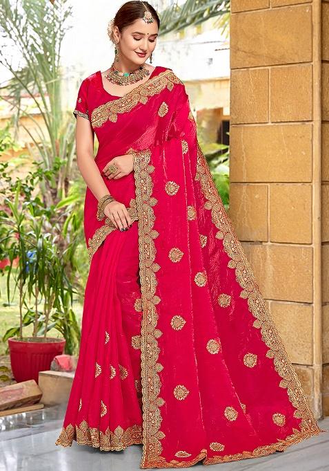 Rani Embrodery Wor Silk Saree Set