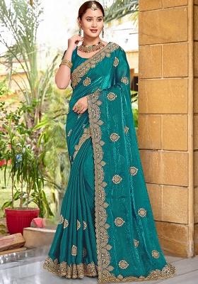 Rama Embrodery Wor Silk Saree Set