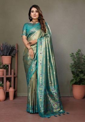 Rama Leheriya Print Silk Blend Saree Set