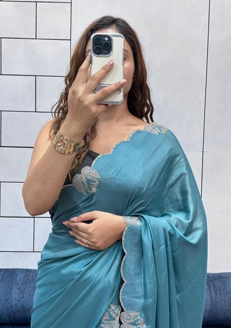 Rama Siroski Diamond Work Silk Saree Set