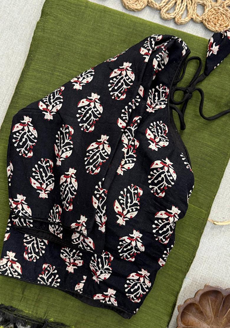 Green Ikat Silk Saree Set