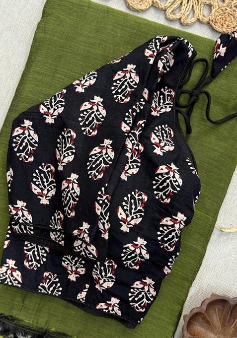 Green Ikat Silk Saree Set