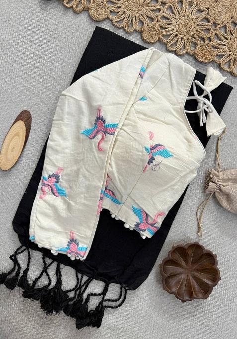 Black Ikat Silk Saree Set