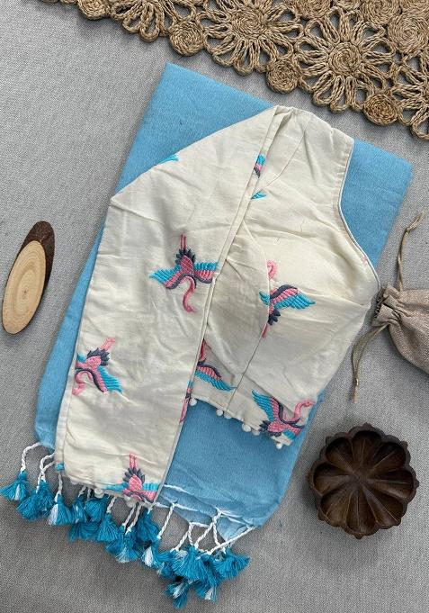 Sky Ikat Silk Saree Set