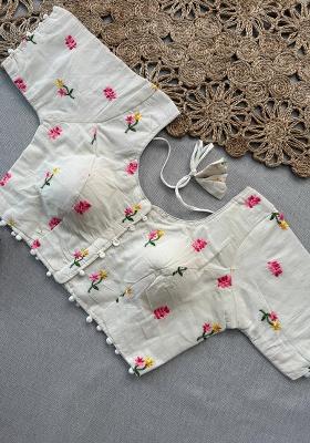 Baby Pink Ikat Silk Blend Saree Set