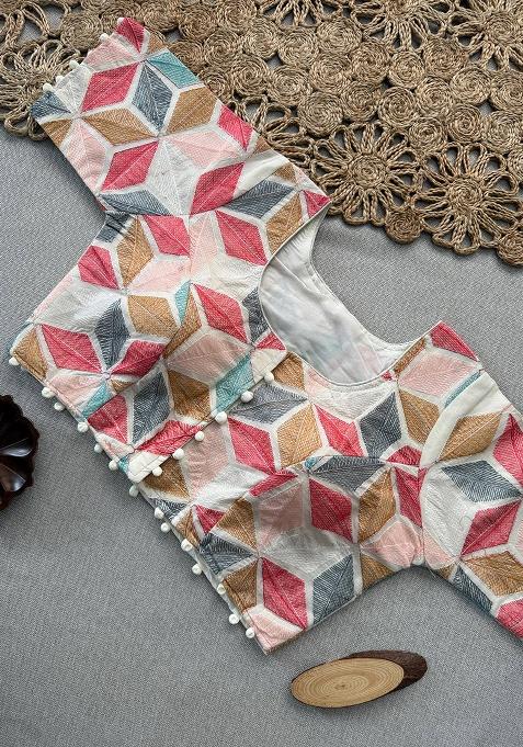 Baby Pink Ikat Silk Saree Set