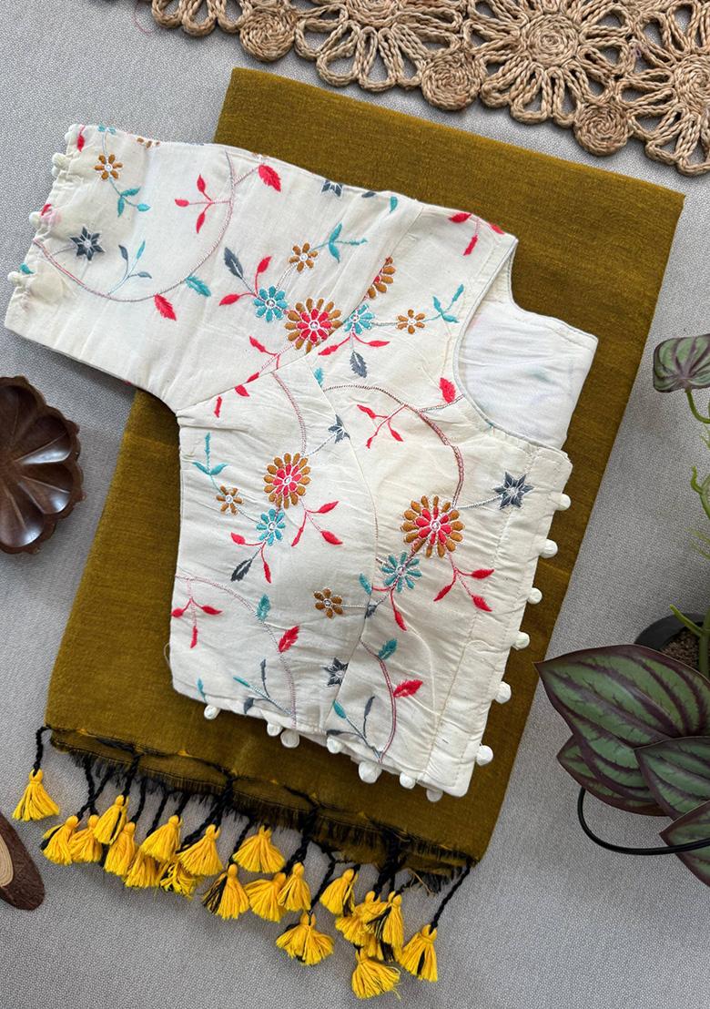 Gold Ikat Silk Saree Set