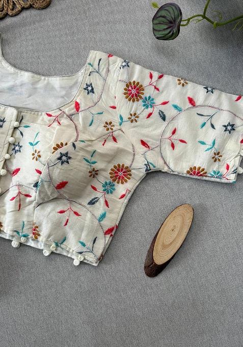 Orange Ikat Silk Saree Set