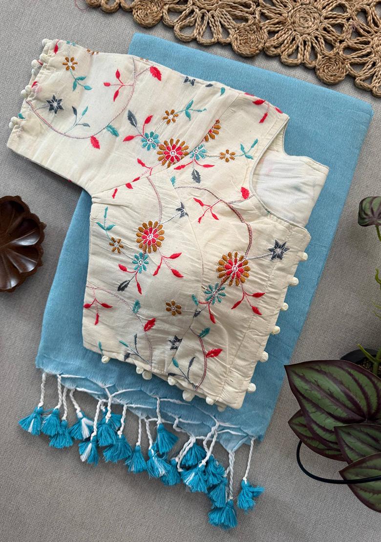 Sky Ikat Silk Saree Set