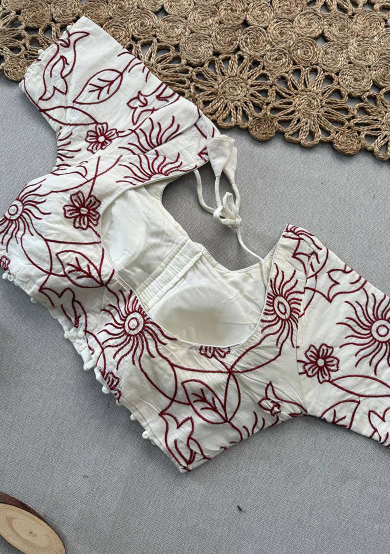 Maroon Ikat Silk Saree Set - Indya