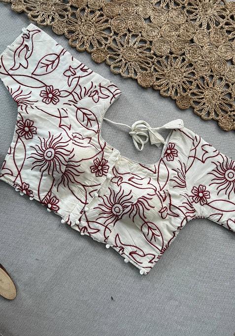 Wine Ikat Silk Saree Set