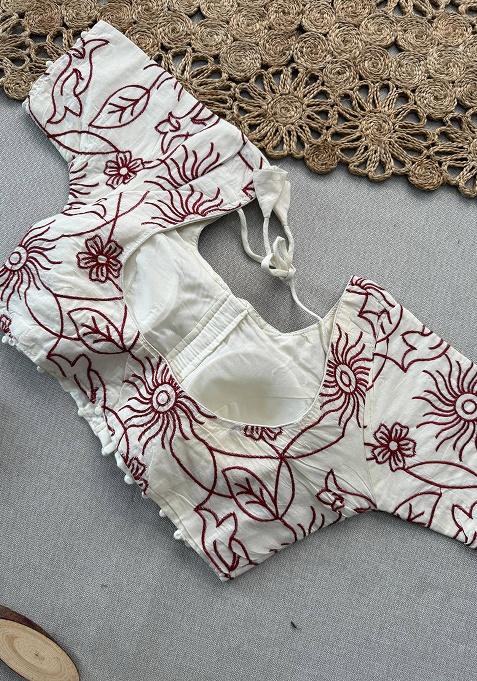 Wine Ikat Silk Saree Set