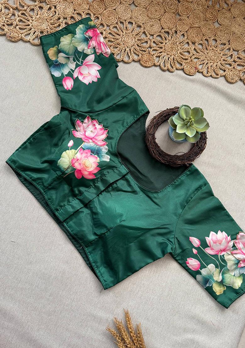 Pista Ikat Silk Saree Set